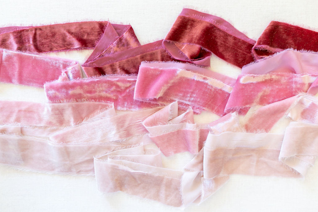 3/8 Wide silk velvet ribbon in blush pale pink - Ruby Lane