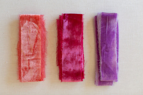 Lilac Purple Silk Velvet Ribbon | Pomegranate Silk Velvet Ribbon | Coral Silk Velvet Ribbon | Silk Velvet Ribbon
