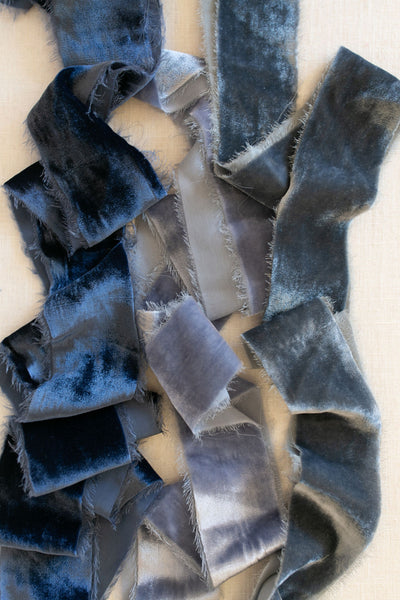 Grey Silk Velvet Ribbon | Charcoal Silk Velvet Ribbon | Black Silk Velvet Ribbon