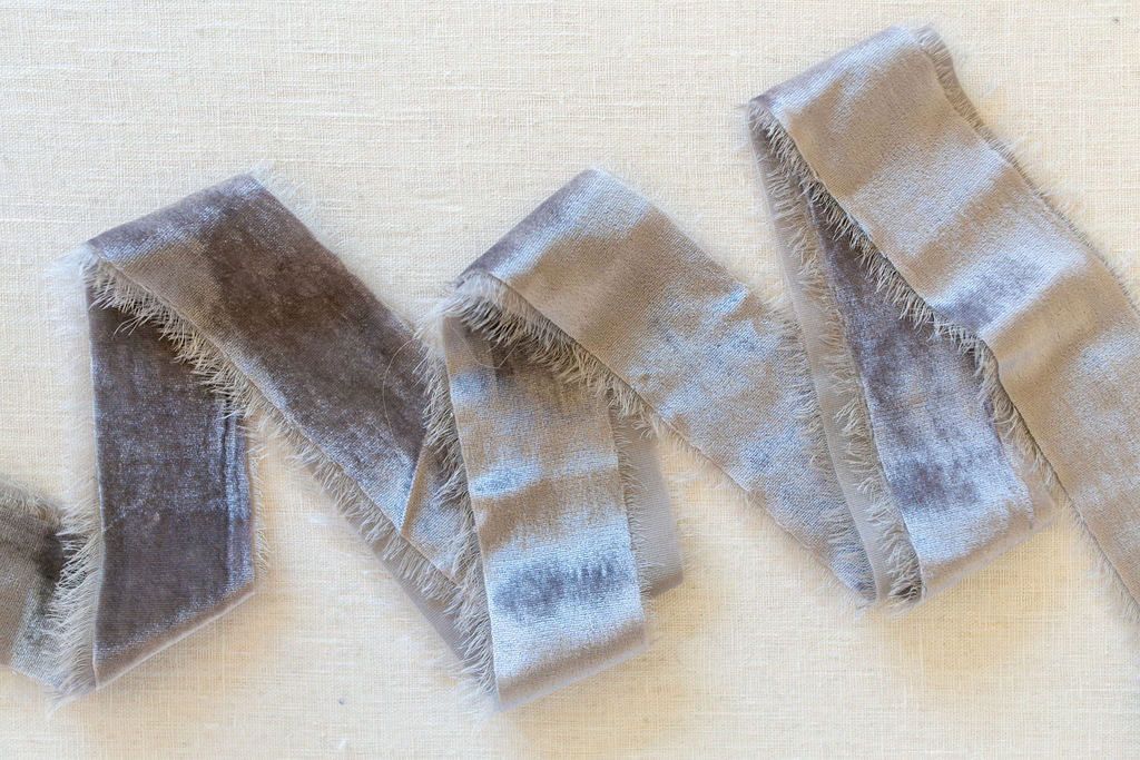 Silver Silk Velvet Ribbon | Silk Velvet Ribbon