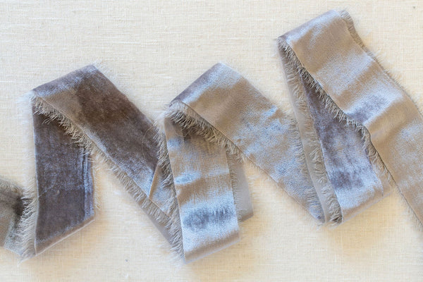 Silver Silk Velvet Ribbon | Silk Velvet Ribbon