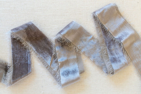 Silver Silk Velvet Ribbon | Silk Velvet Ribbon