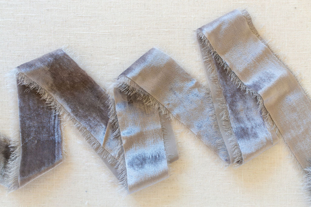 Silver Silk Velvet Ribbon | Silk Velvet Ribbon