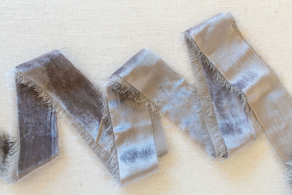 Silver Silk Velvet Ribbon | Silk Velvet Ribbon