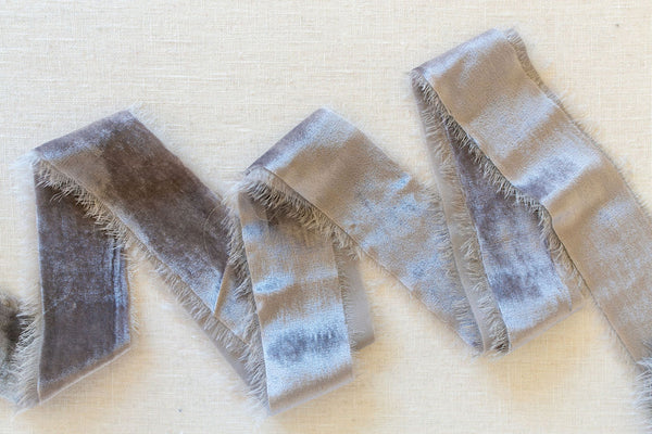 Silver Silk Velvet Ribbon | Silk Velvet Ribbon