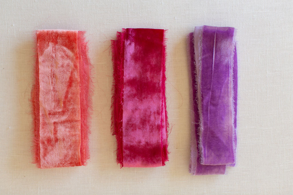 Coral Silk Velvet Ribbon | Pink Silk Velvet Ribbon | Amethyst Silk Velvet Ribbon | Silk Velvet Ribbon