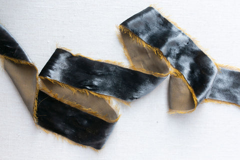 Midnight Blue Silk Velvet Ribbon | Dusty Blue Silk Velvet Ribbon | Midnight Storm Silk Velvet Ribbon