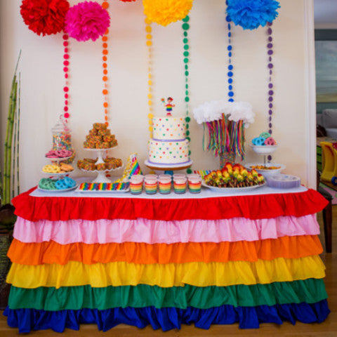 Rainbow Ruffled Tablecloth - Partycrushstudio