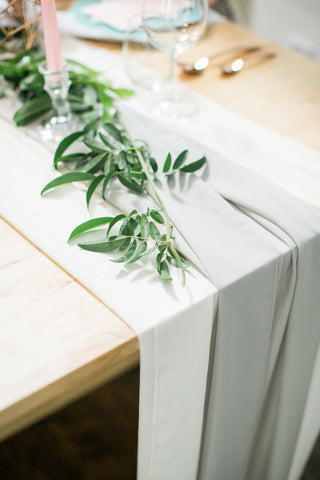 White Silk Chiffon Table Runner | Organic Wedding Silk Runner Party Crush Studio