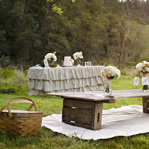 Natural Linen Ruffled Tablecloth - Partycrushstudio