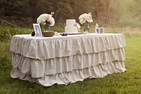 Natural Linen Ruffled Tablecloth - Partycrushstudio