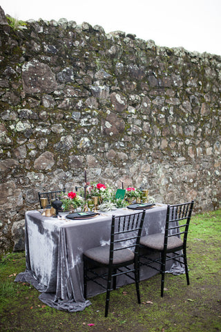 gray velvet table linen