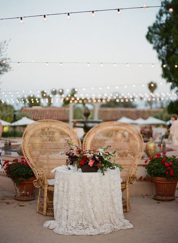 lace white table linens boho wedding inspiration 