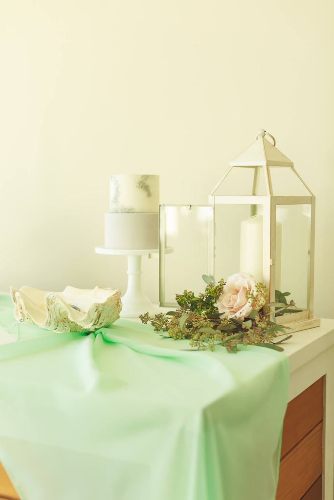 Mint Silk Chiffon Table Runner | Mint table decor | wedding - Partycrushstudio