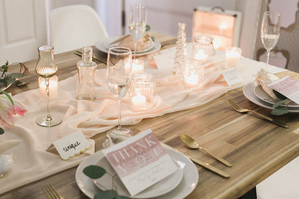 silk runner | blush silk table runner | silk table runner | blush ribbon|  blush table runner | blush silk chiffon table runner | wedding - Partycrushstudio