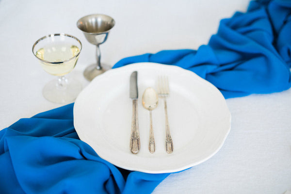 silk table runner | blue silk table runner | silk  runner | silk ribbon| aqua table runner | silk chiffon table runner |royal blue wedding - Partycrushstudio