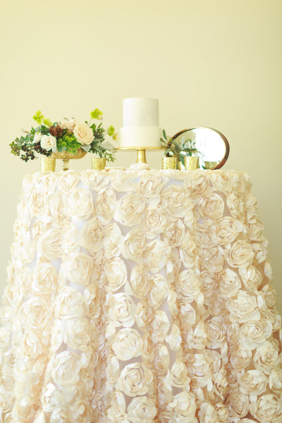 Rosette tablecloth | rosette table linen | rosette table overlay | Rosette wedding decor | cake tablecloth | champagne tablecloth | wedding - Partycrushstudio