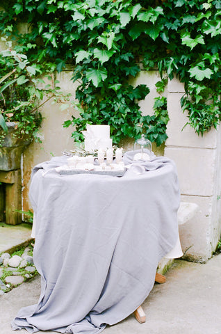 Gray Gauze Table Runner | Gauze Runner | Gray Overlay | Grey wedding tablecloth | Gray wedding table linens | silk ribbon - Partycrushstudio