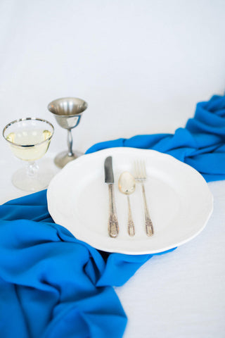 silk table runner | blue silk table runner | silk  runner | silk ribbon| aqua table runner | silk chiffon table runner |royal blue wedding - Partycrushstudio