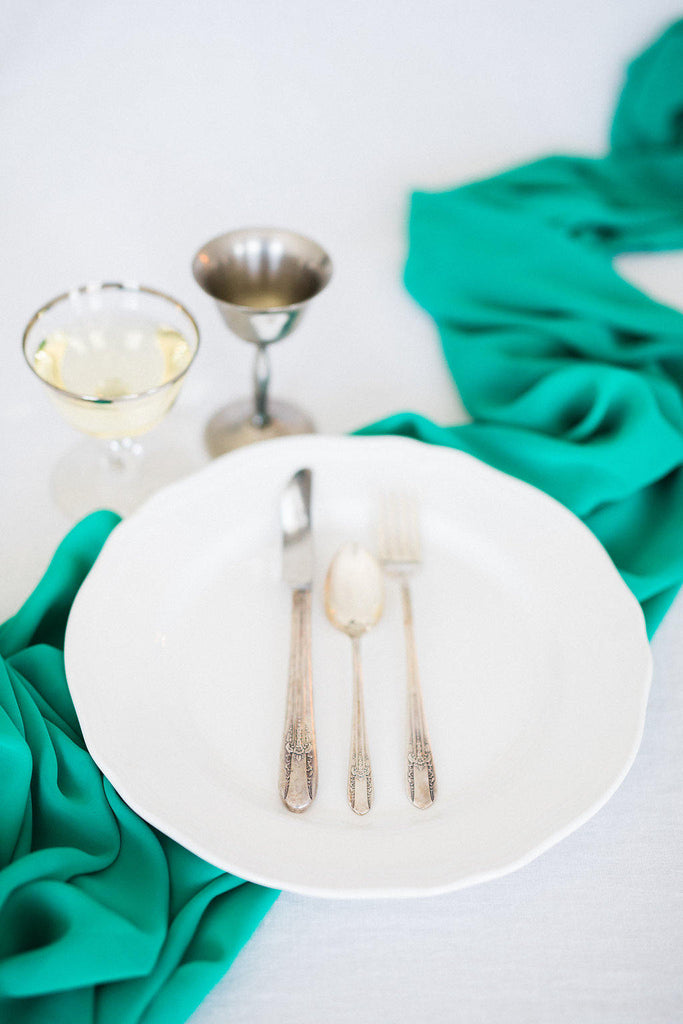 green silk table runner | silk table runner | green silk ribbon| aqua table runner | silk chiffon table runner | green wedding decorations - Partycrushstudio