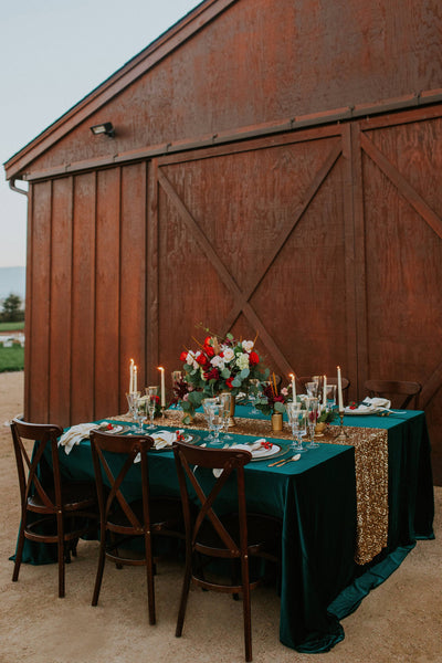 Velvet Tablecloth | Emerald Velvet Tablecloth | Hunter Green Wedding | Emerald Velvet table Linen | Velvet table runner | Emerald wedding - Partycrushstudio