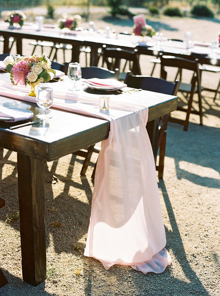 silk chiffon table runner | wedding table runner | silk table runner | silk runner | silk runners | silk runner | blush wedding decor | pink - Partycrushstudio