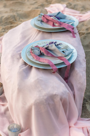 silk chiffon  runner | wedding runner | wedding tablecloth | gray overlay | dusty rose weddings |mauve wedding decor | table decor | wedding - Partycrushstudio