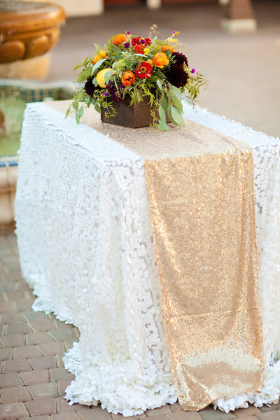 White Sequin Tablecloth | sequin table linen | sequin tablecloth | sequin table cover | wedding table decor | sequin runner | glam wedding - Partycrushstudio
