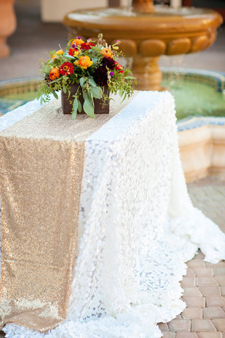 White Sequin Tablecloth | sequin table linen | sequin tablecloth | sequin table cover | wedding table decor | sequin runner | glam wedding - Partycrushstudio