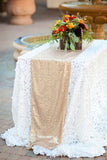 White Sequin Tablecloth | sequin table linen | sequin tablecloth | sequin table cover | wedding table decor | sequin runner | glam wedding - Partycrushstudio