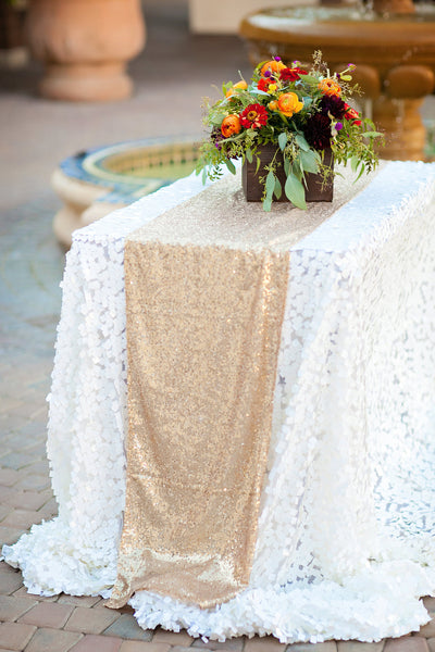 White Sequin Tablecloth | sequin table linen | sequin tablecloth | sequin table cover | wedding table decor | sequin runner | glam wedding - Partycrushstudio