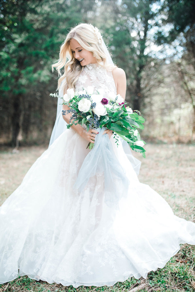 Bridal White Silk Ribbon Bouquet Wrap