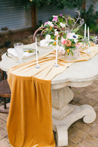 Velvet tablecloth | velvet table runner | Velvet tablecloth | Velvet Linen | Velour Runner | wedding table decor | mustard yellow wedding - Partycrushstudio