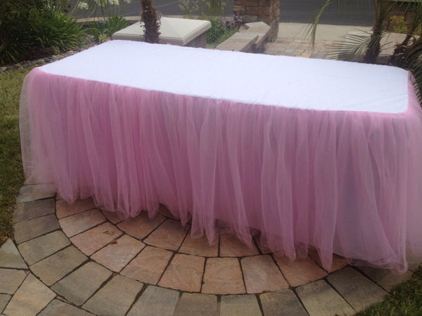 Pink Tulle Tablecloth & Pink Tutu Table Skirt - Partycrushstudio