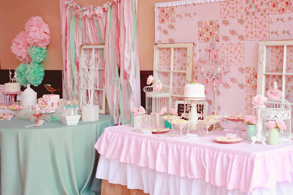 Ruffled Pink Burlap tablecloth - Partycrushstudio