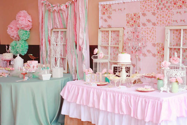 Ruffled Pink Burlap tablecloth - Partycrushstudio