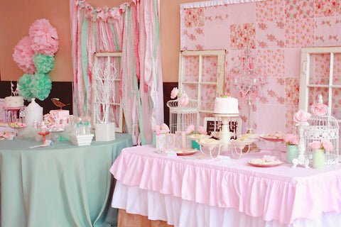 Ruffled Pink Burlap tablecloth - Partycrushstudio