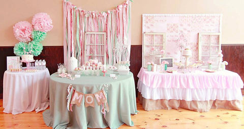 Ruffled Pink Burlap tablecloth - Partycrushstudio