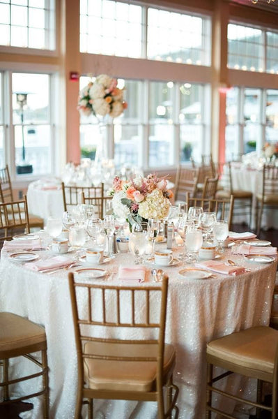White sequin tablecloth, table runner, or table overlay. Various colors available, wedding tablecloth, white sequin table linen, wedding - Partycrushstudio