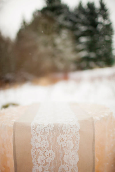 Natural Linen Lace Table Runner 12 x 108 - Partycrushstudio