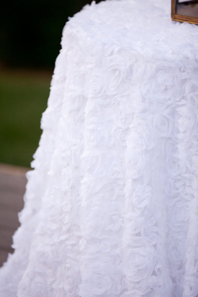 Rosette White Chiffon Tablecloth - Partycrushstudio