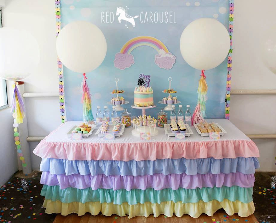 Pastel Ruffle Rainbow Tablecloth