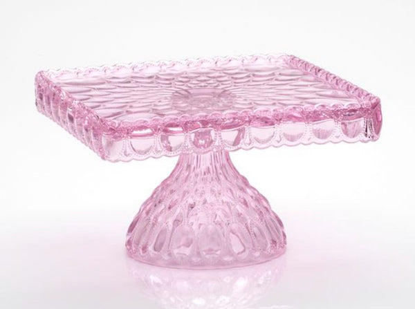 New Rose Pink Glass Cake Pedestal Stand