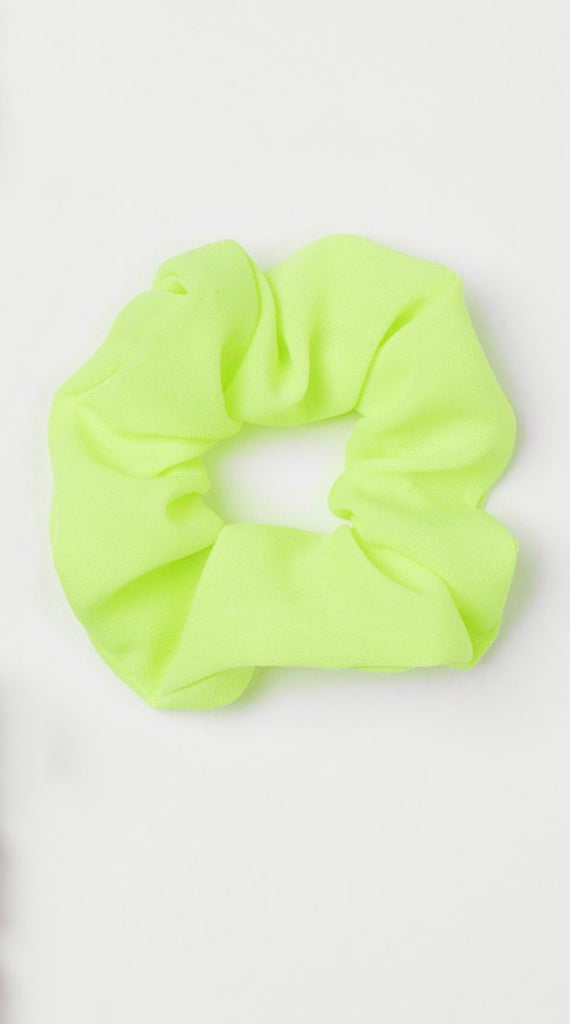 neon yellow silk scrunchie, hair scrunchies