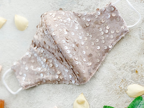 Champagne Sequin Facemask | Sequin Facemask
