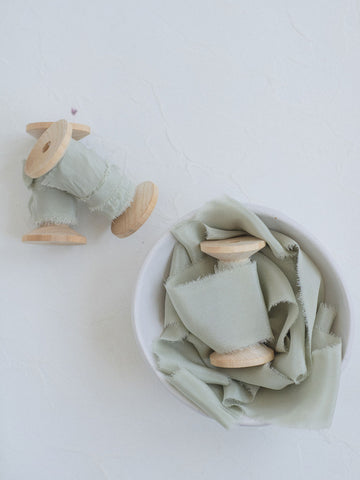 sage silk ribbons 