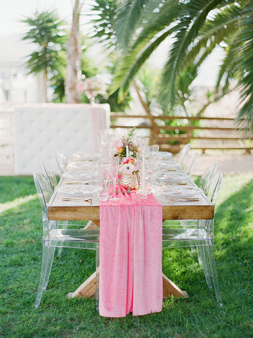 Pretty in Pink Flowy Velvet Table Runner