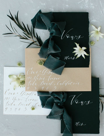 hand dyed silk ribbon | vow book wedding ideas