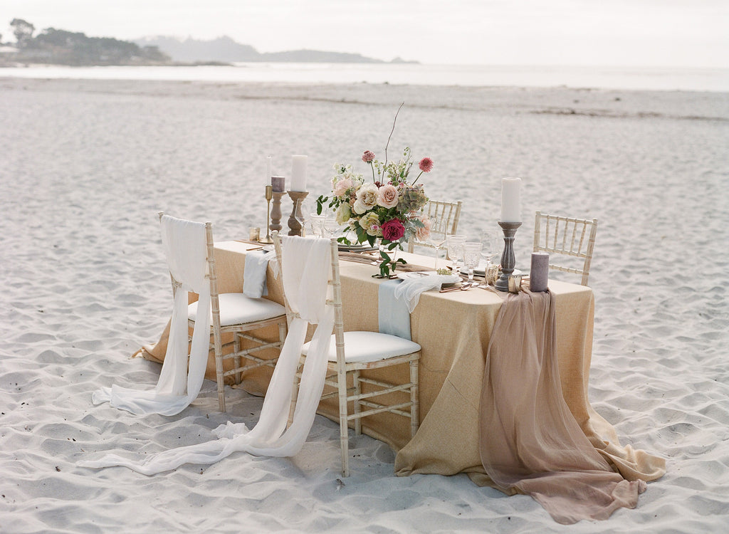 Ghost White Silk Table Runner