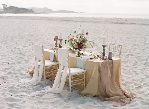 Ghost White Silk Table Runner